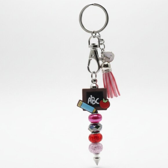 Handmade Accessories - Beaded Handcrafted Initial "L" Teacher Keychain/bag charm. Handcrafted.Brand new